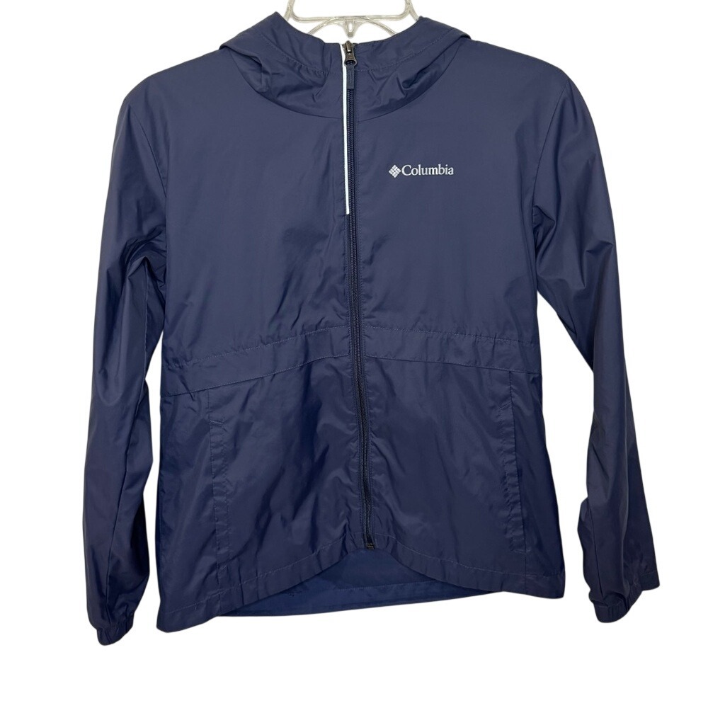 Columbia Dark Blue Hooded Full Zip Fleece Lined Jacket Youth Large